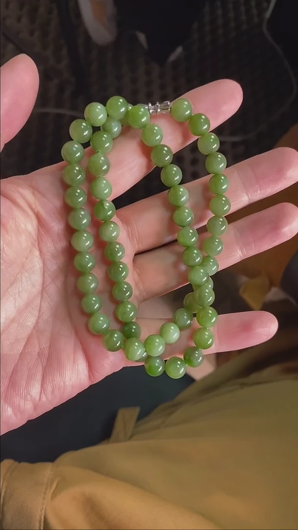 【闪购商品】定制和田玉珠链未镶嵌13084号