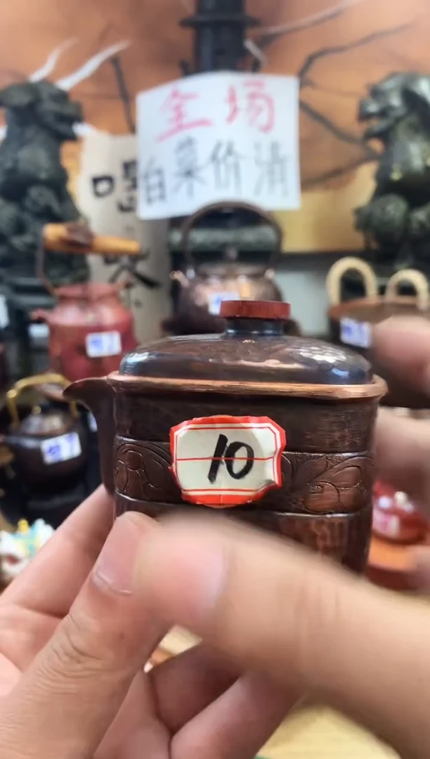 全紫铜四方手抓壶 纯铜 清仓
