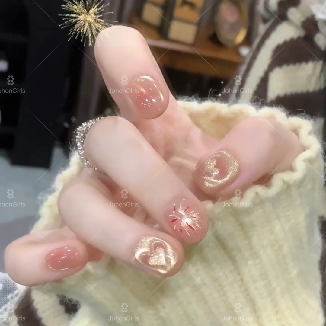 JohonGirls'/琴岛小嫚【爱心猫眼】温柔显白手工穿戴甲猫眼烟花少女