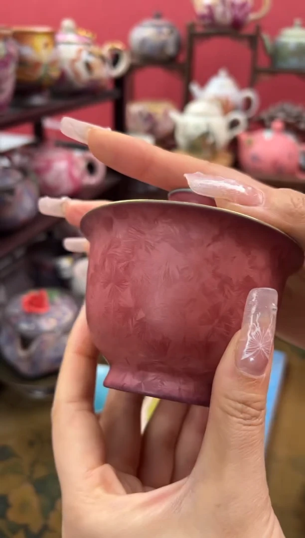 【闪购商品】红丝绒花结晶两才盖碗