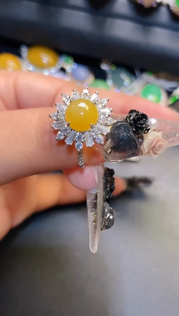 银S925镶嵌翡翠耳饰天然