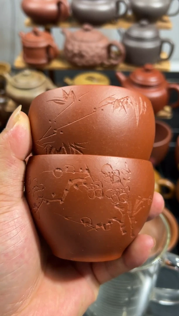 茶杯紫砂大红袍对杯发二