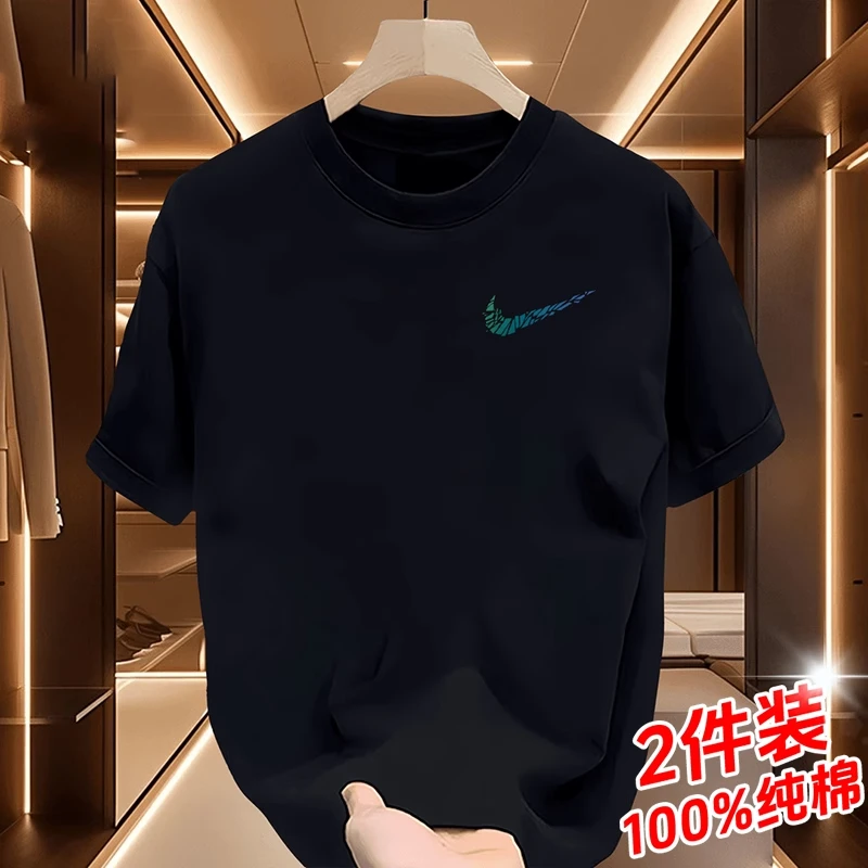 2025新款夏季潮牌纯棉重磅短袖T恤男女宽松休闲百搭圆领半袖上衣