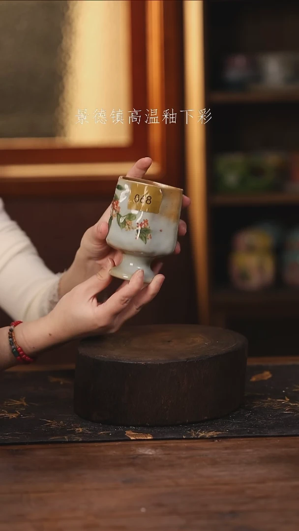 陶瓷景德镇高温釉下手绘陶瓷@L068@