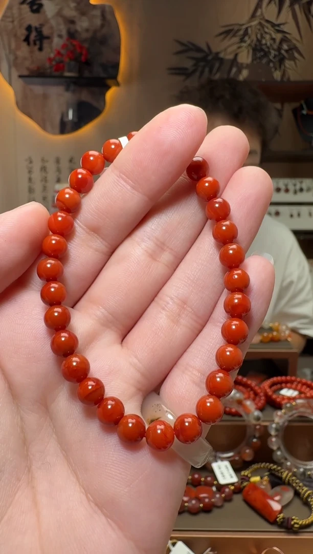 未镶嵌原矿无优化无注胶手串南红玛瑙一条约6mm