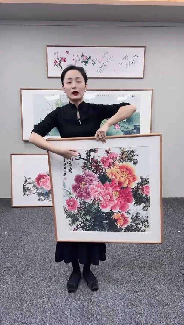 国画牡丹花80*80