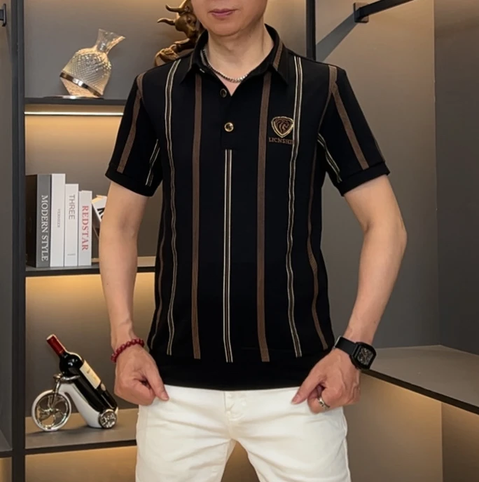 【霸道总裁】2025夏季Polo衫男士轻奢时尚休闲半袖修身百搭高品质潮