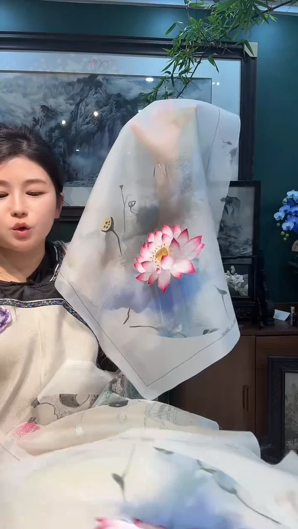 竖款非遗苏绣手工刺绣绣片