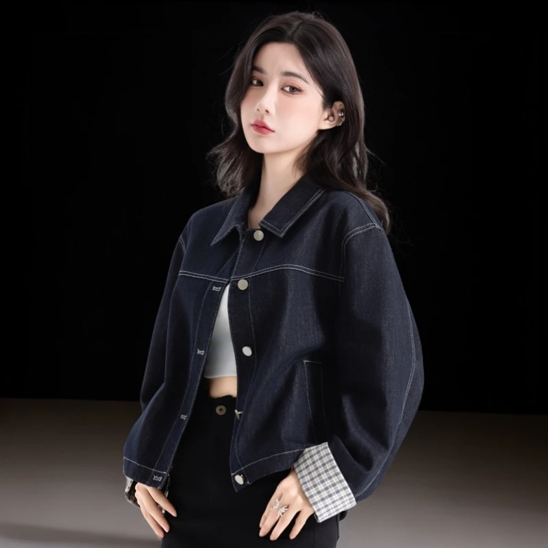 丹宁蓝牛仔外套女款爆款2026新款春秋季朋克风时尚高街短款外套女