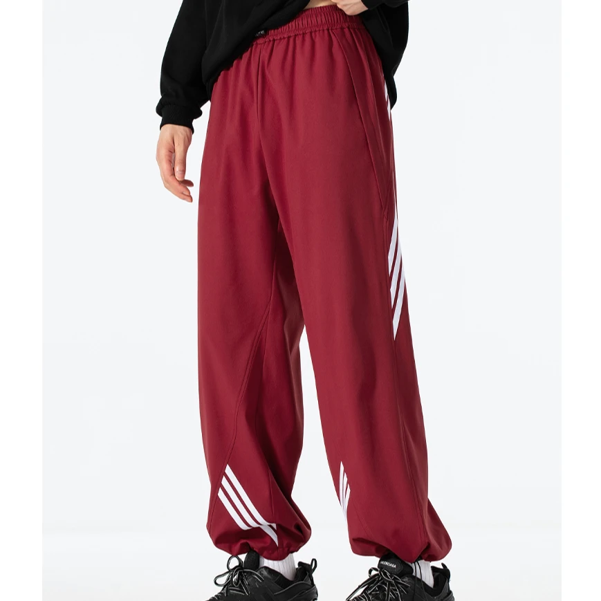 工装裤复古休闲裤大码束脚裤国潮宽松垂感冰丝休闲裤