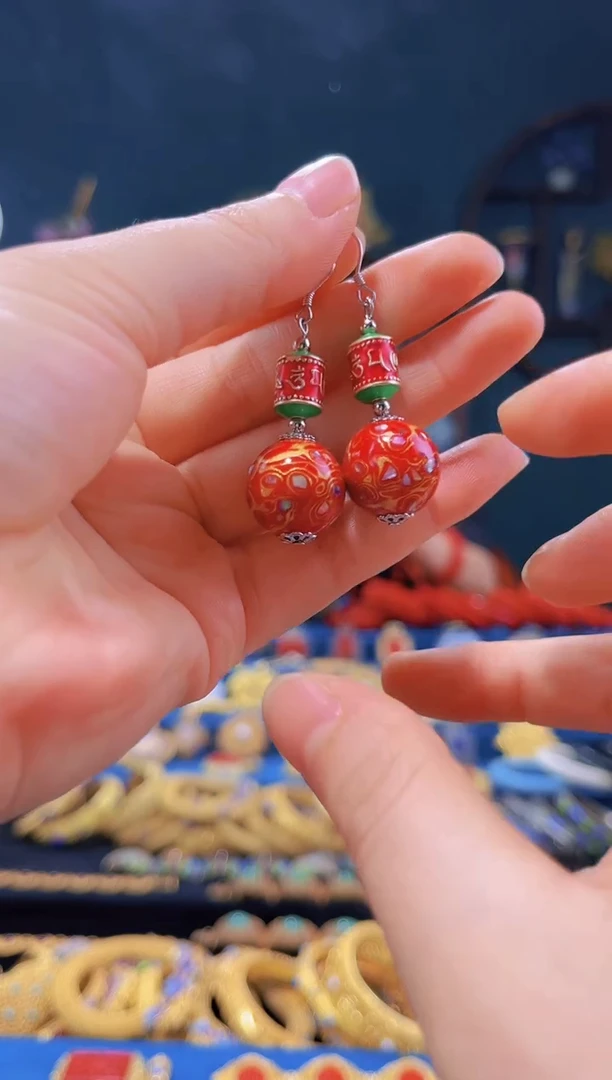 【闪购商品】非遗绝技 犀皮漆耳环 红