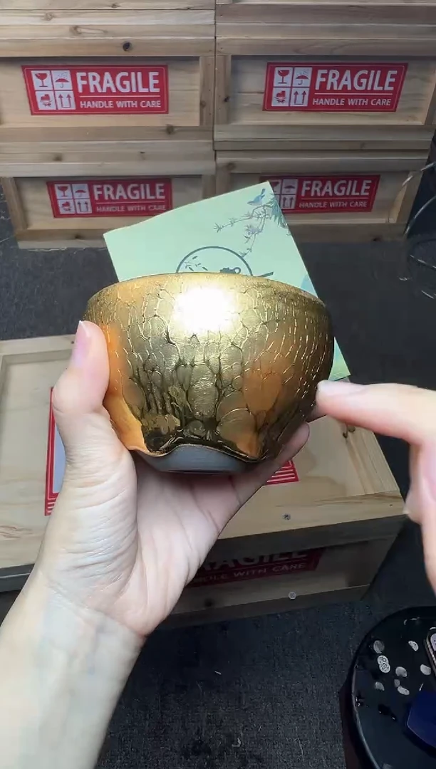 茶盏鎏金 泪 建窑建盏主人杯