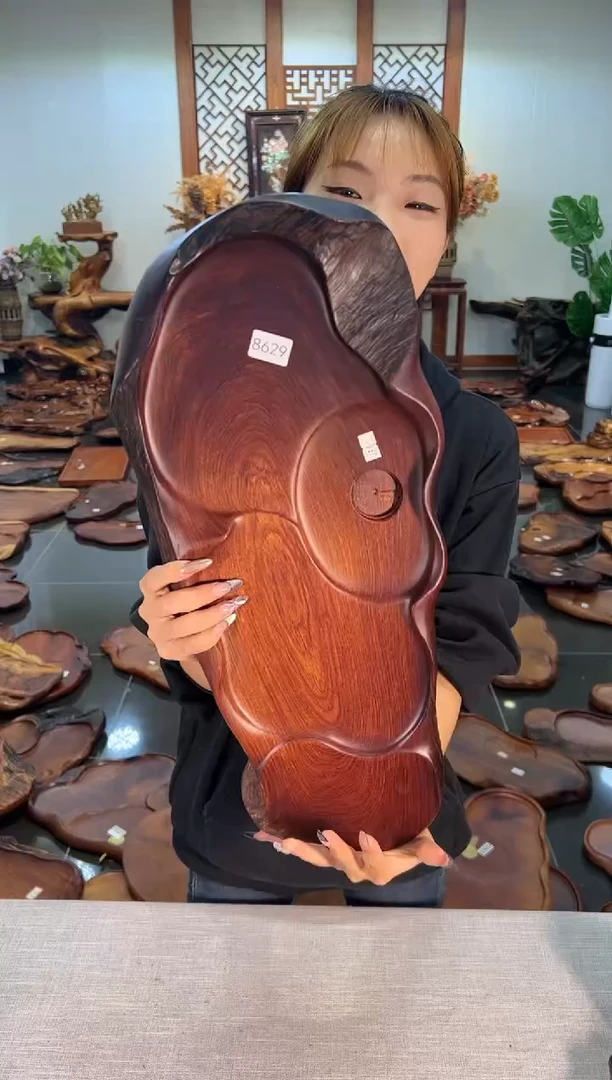 【闪购商品】大果紫檀（缅甸花梨）茶盘8629