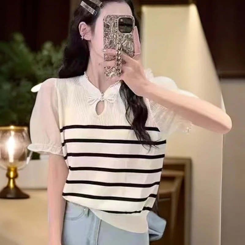 501++春季新款女装显瘦气质洋气法式时尚百搭针织上衣长袖