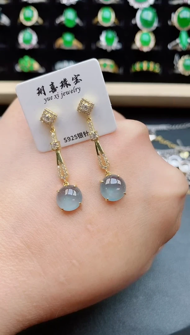 【闪购商品】翡翠耳饰银S925镶嵌321321