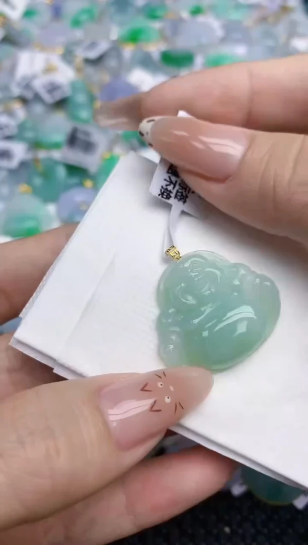 翡翠18K金镶嵌颈饰328   天然翡翠A货