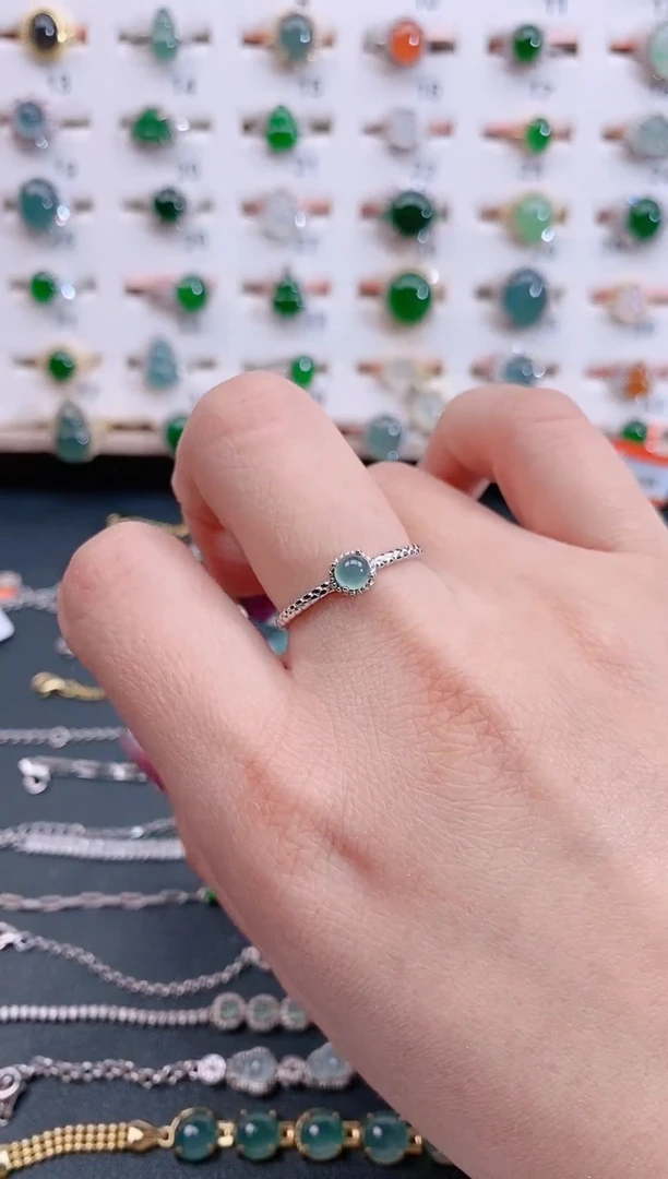 银S925镶嵌戒指翡翠天然翡翠