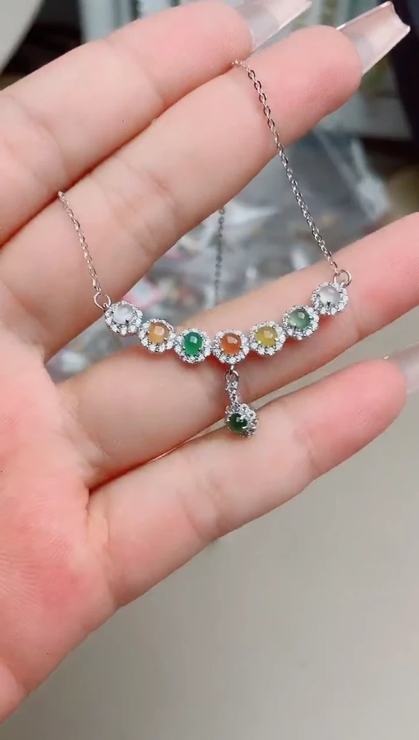 翡翠银S925镶嵌吊坠(不含链)、