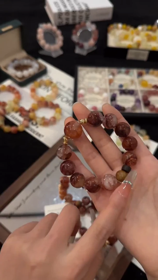 合金手链水晶红胶花x2951