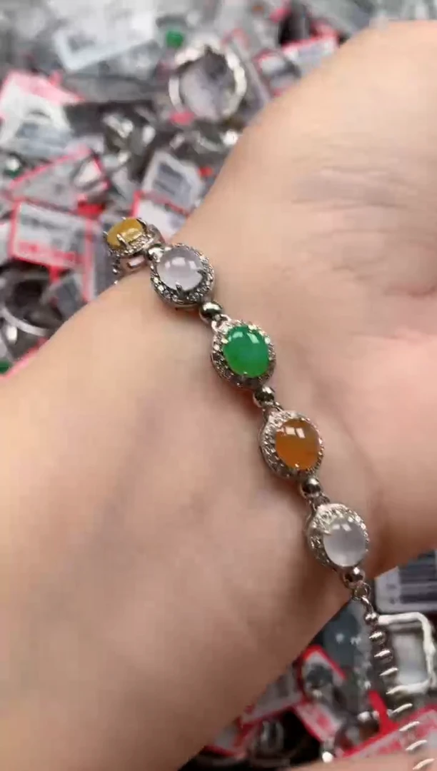 银S925镶嵌戒指翡翠天然A货缅甸翡翠