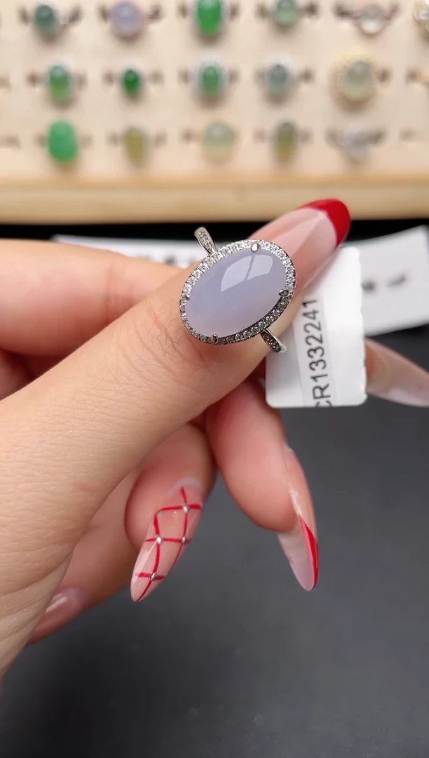 【闪购商品】翡翠戒指银S925镶嵌一物一证一礼盒