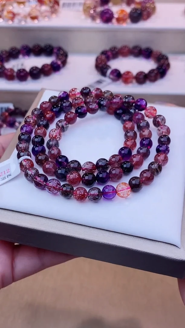 未镶嵌手串水晶黑加仑超七多圈6m+