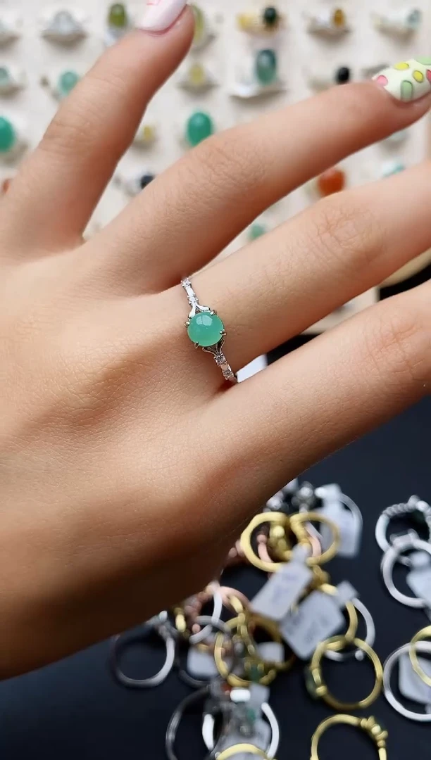 【闪购商品】翡翠戒指银S925镶嵌缅甸翡翠