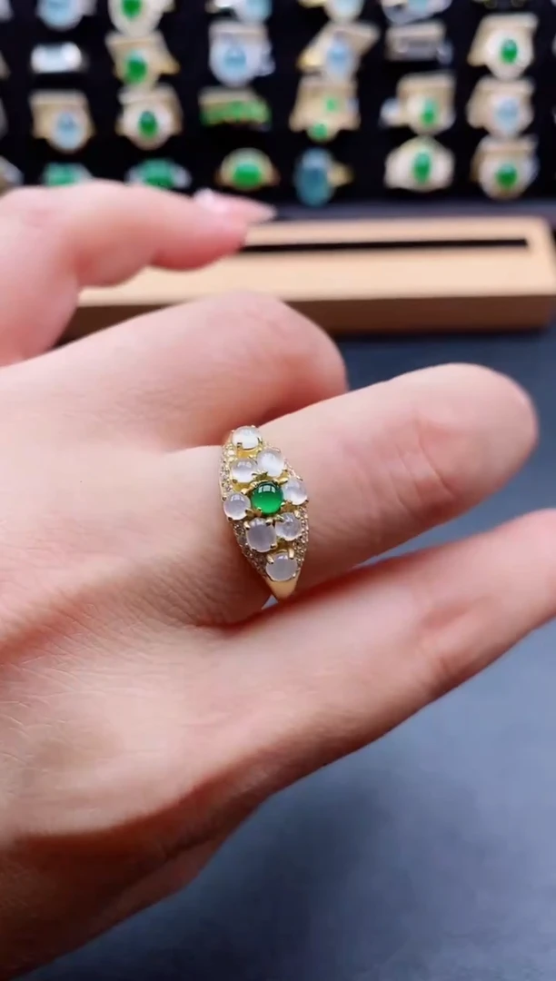 银S925镶嵌戒指翡翠1