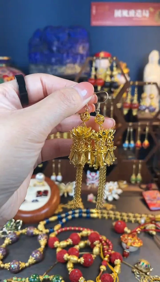 【闪购商品】206号大小莲花珐琅耳钩