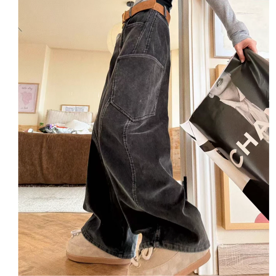 婉君【水洗加绒弯刀裤】 美式复古洗水加绒牛仔弯刀裤LWJ25D4K3546