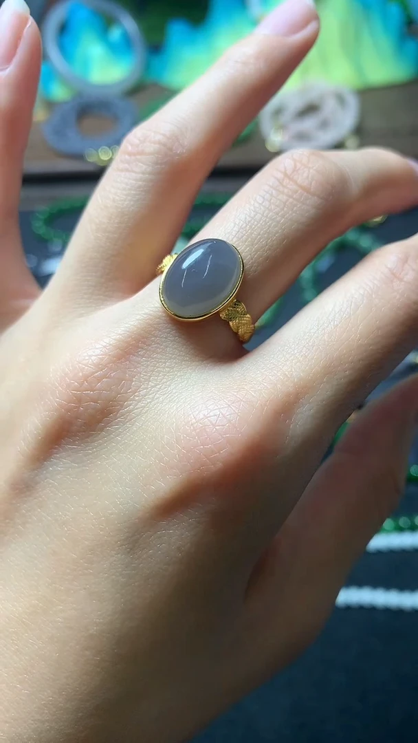 【闪购商品】和田玉戒指银S925镶嵌戒指