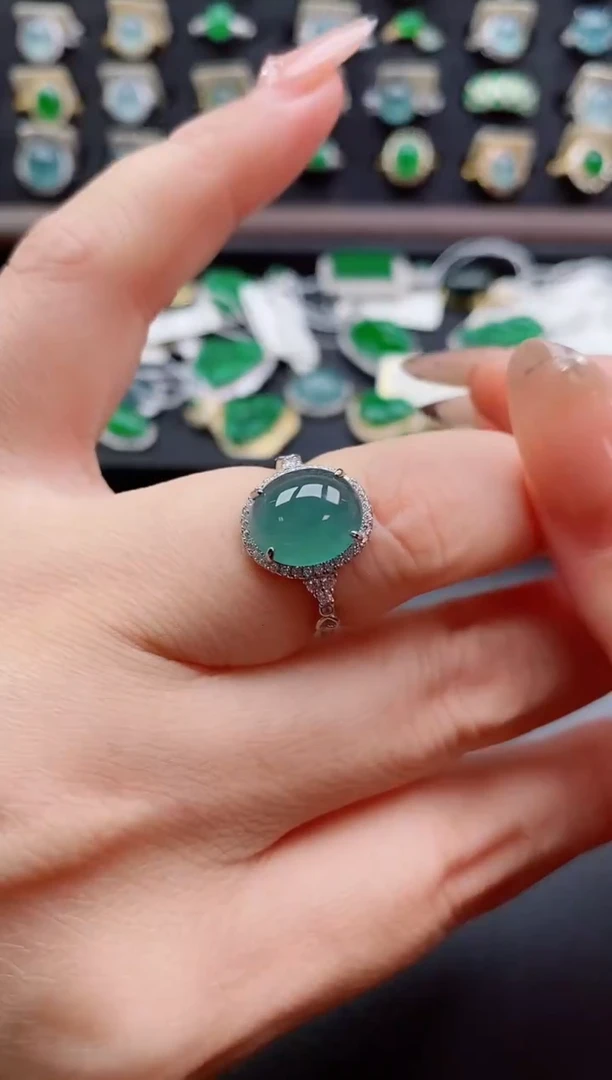 银S925镶嵌戒指翡翠1