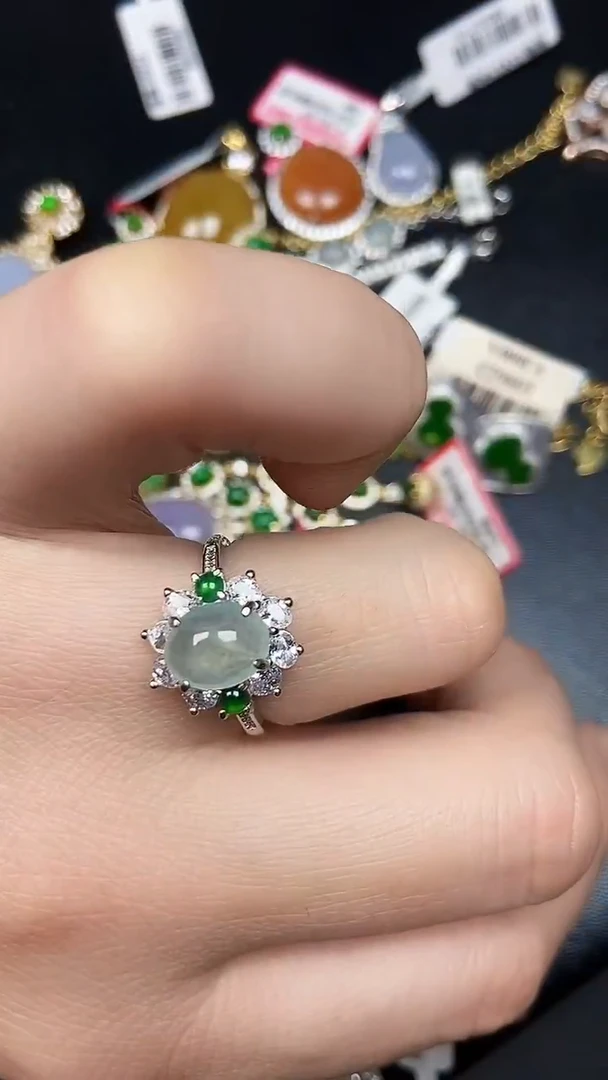 银S925镶嵌戒指翡翠2830