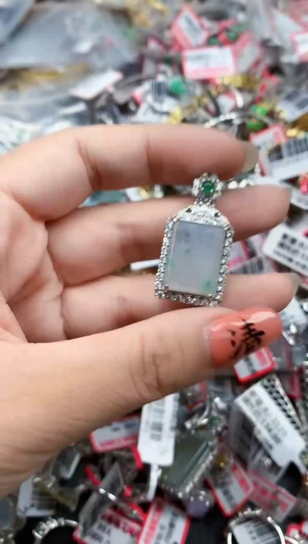 银S925镶嵌戒指翡翠天然A货缅甸翡翠