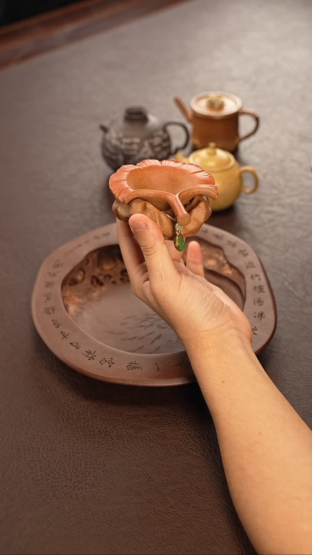 茶壶紫砂太湖石银杏叶茶漏