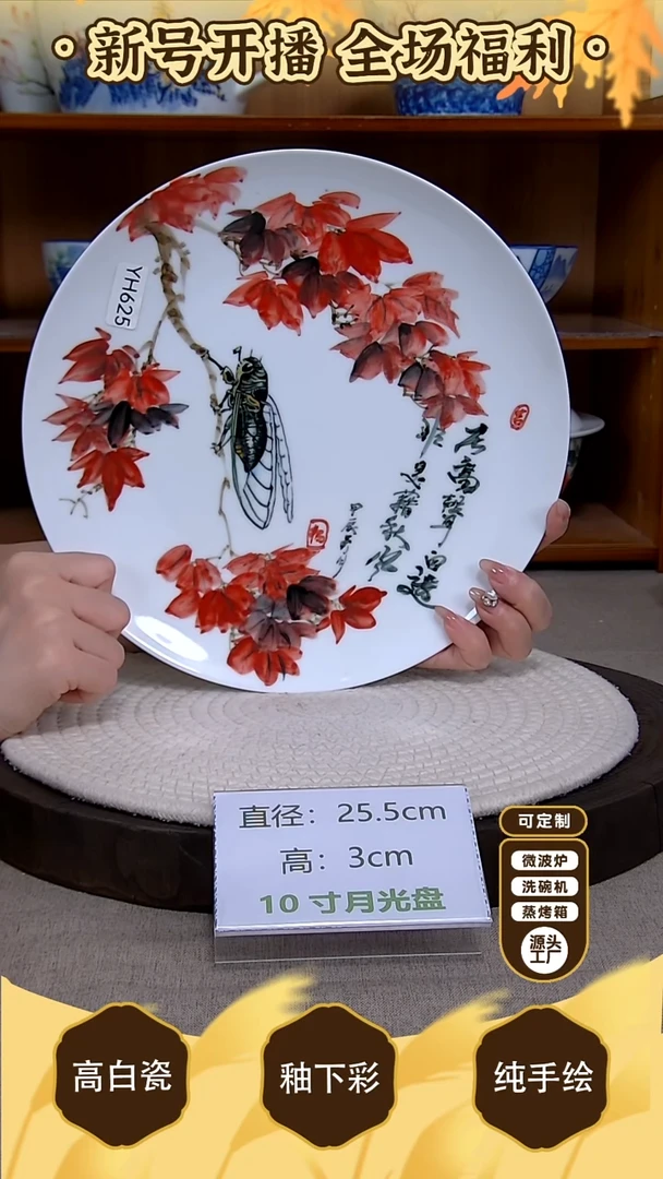 盘【陶源造】景德镇手绘釉下彩陶瓷餐具