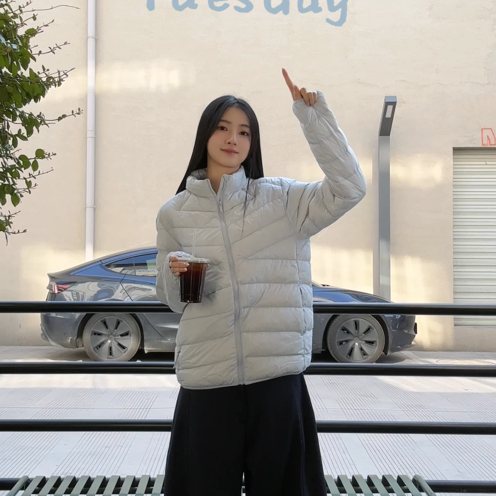 小ban 男女同款韩系90白鸭绒排骨羽绒服冬季轻薄防寒连帽外套