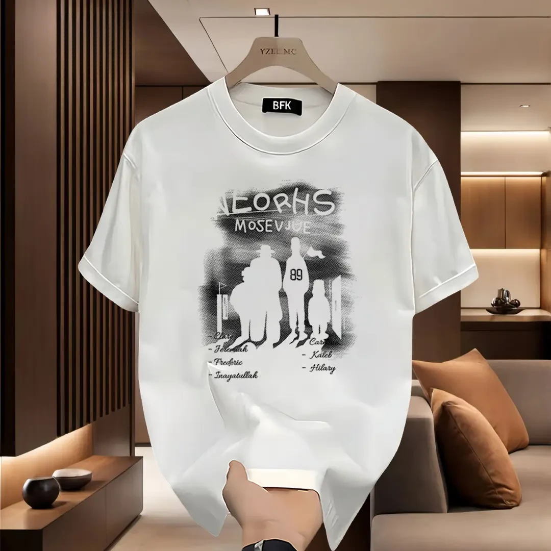 夏季美式潮流涂鸦印花纯棉短袖t恤男士新款宽松大码休闲半袖上衣