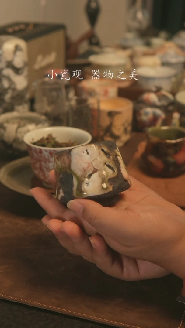 柴烧手捏志野釉陶泥主人杯
