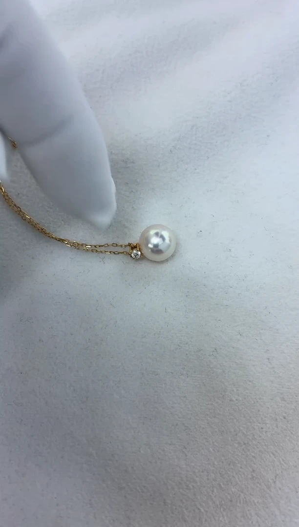 颈饰18K金镶嵌海水珍珠王妃吊坠8.5-9（赠送银链子