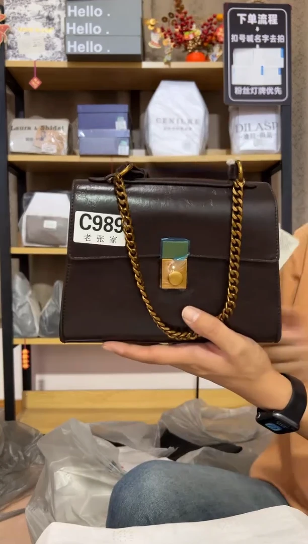 小牛剖层皮革老张家女包989