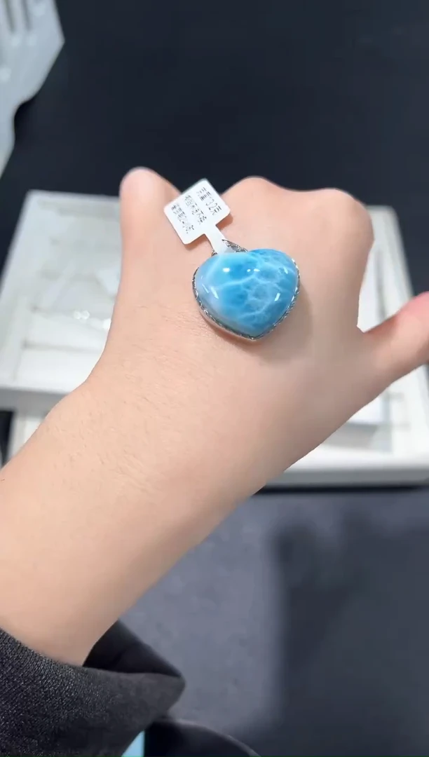 银S925镶嵌针钠钙石（海纹石）吊坠(不含链)2o多样性发其一