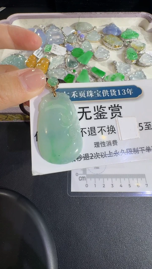 吊坠(不含链)18K金镶嵌翡翠不退换无鉴赏