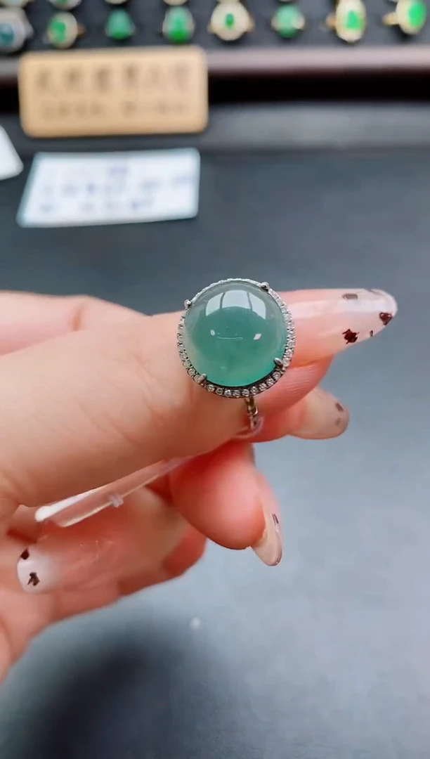 银S925镶嵌戒指翡翠1