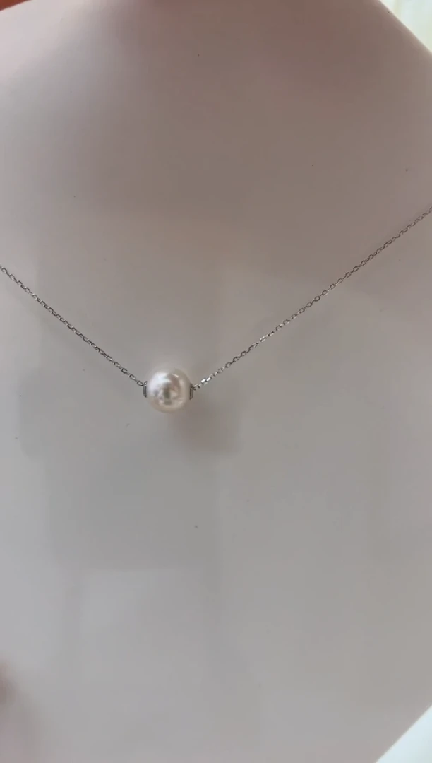 颈饰银S925镶嵌淡水珍珠QM009淡水珍珠白珠路路通9-11MM