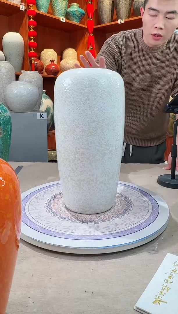 【闪购商品】瓶茶白落地40cm 精品陶瓷花瓶 无花