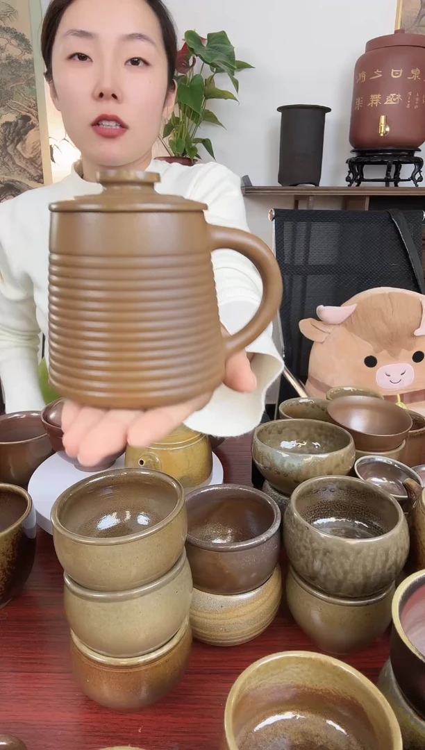 杯玲*手工儒陶柴烧裸烧马克杯茶杯430cc