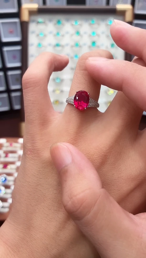 银S925镶嵌戒指红宝石1111