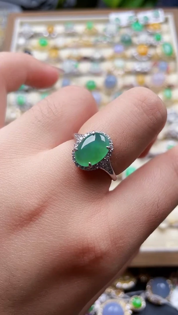 银S925镶嵌戒指翡翠90