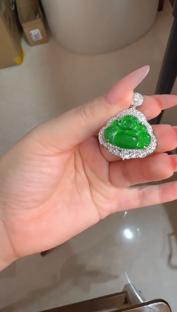 【闪购商品】翡翠颈饰银S925镶嵌天然A货翡翠吊坠
